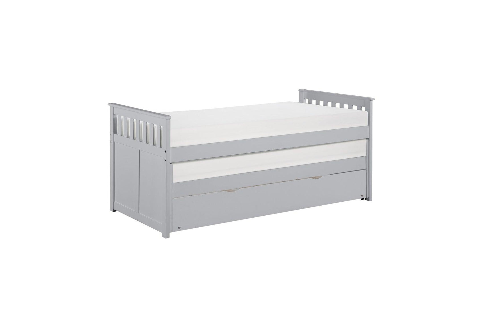 Trundle bed feature under Orion twin-over-twin bunk