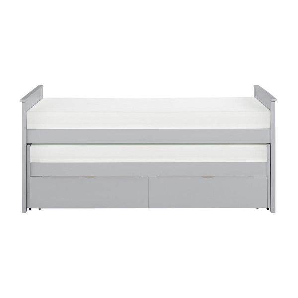 Orion Gray Twin Over Twin Bed with Storage Boxes front view