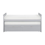 Orion Gray Twin Over Twin Storage Bed front angle