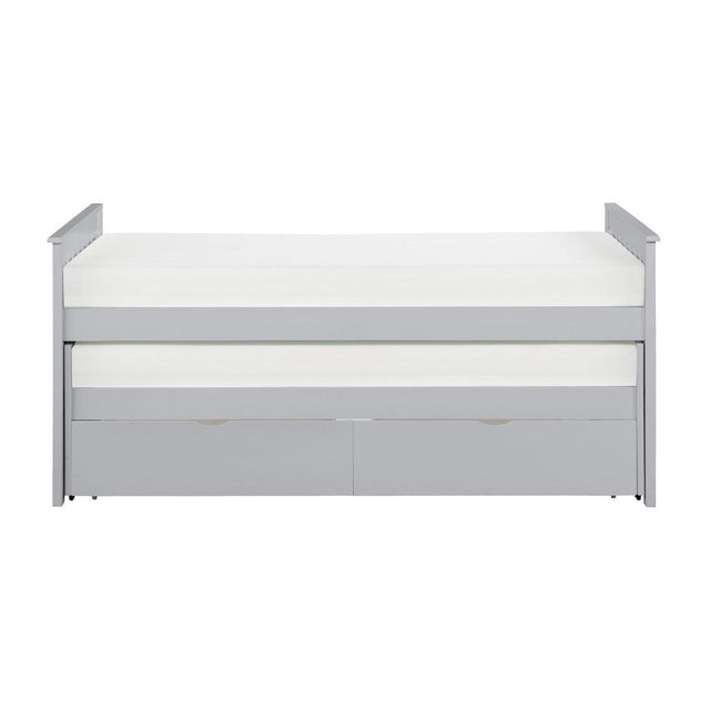 Orion Gray Twin Over Twin Storage Bed front angle