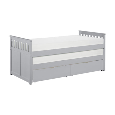 Side view of Orion Gray Twin Over Twin Storage Bed