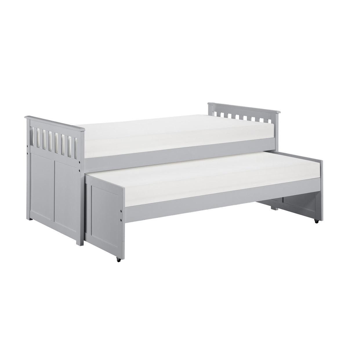 Orion Gray Twin Over Twin Youth Daybed with trundle open