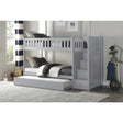 Orion gray twin bunk bed with trundle pulled out
