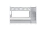 Orion Gray Twin Over Twin Bunk Bed with Storage Stairs full assembled front