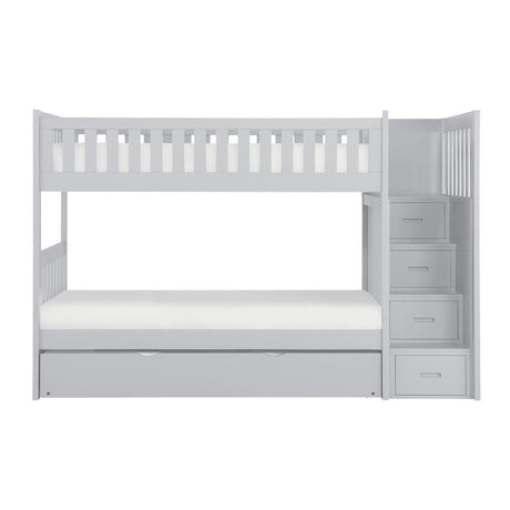 Orion gray twin over twin storage trundle daybed front view
