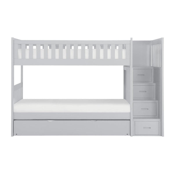 Orion gray twin over twin storage trundle daybed front view