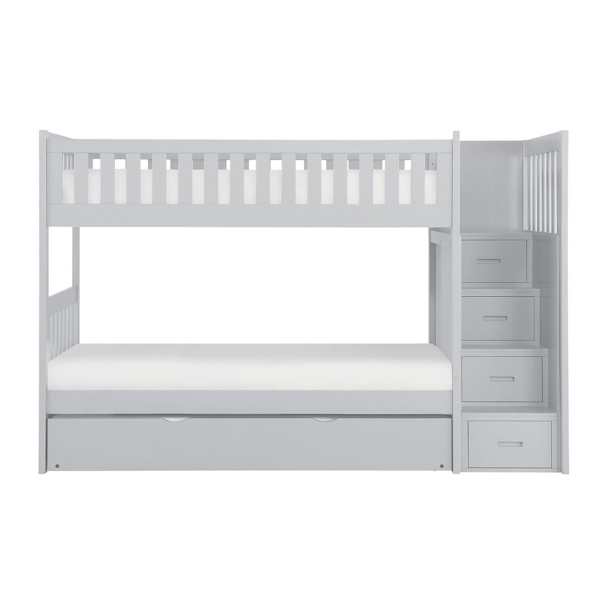Orion Gray White Modern Transitional Wood, Engineered Wood Storage Trundle YouthDayBed - Ella Furniture