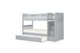 Orion Gray Twin Over Twin Bunk Bed with Storage Stairs stairs close-up