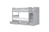 Orion Gray Twin Over Twin Bunk Bed with Storage Stairs separate pieces layout