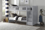 Orion Gray Twin Over Twin Bunk Bed with Storage Stairs front view