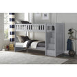 Orion Gray twin over twin step bunk bed angled view