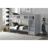 Orion Gray twin over twin step bunk bed angled view