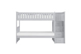 Orion Gray Twin Over Twin Bunk Bed with Storage Stairs side profile