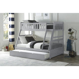 Orion gray twin-over-full bunk bed with twin trundle angled view