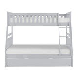 Orion gray twin-over-full bunk bed with twin trundle front view