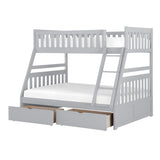 Side view of Orion Gray Twin Over Full Bunk Bed with ladder and guard rails visible
