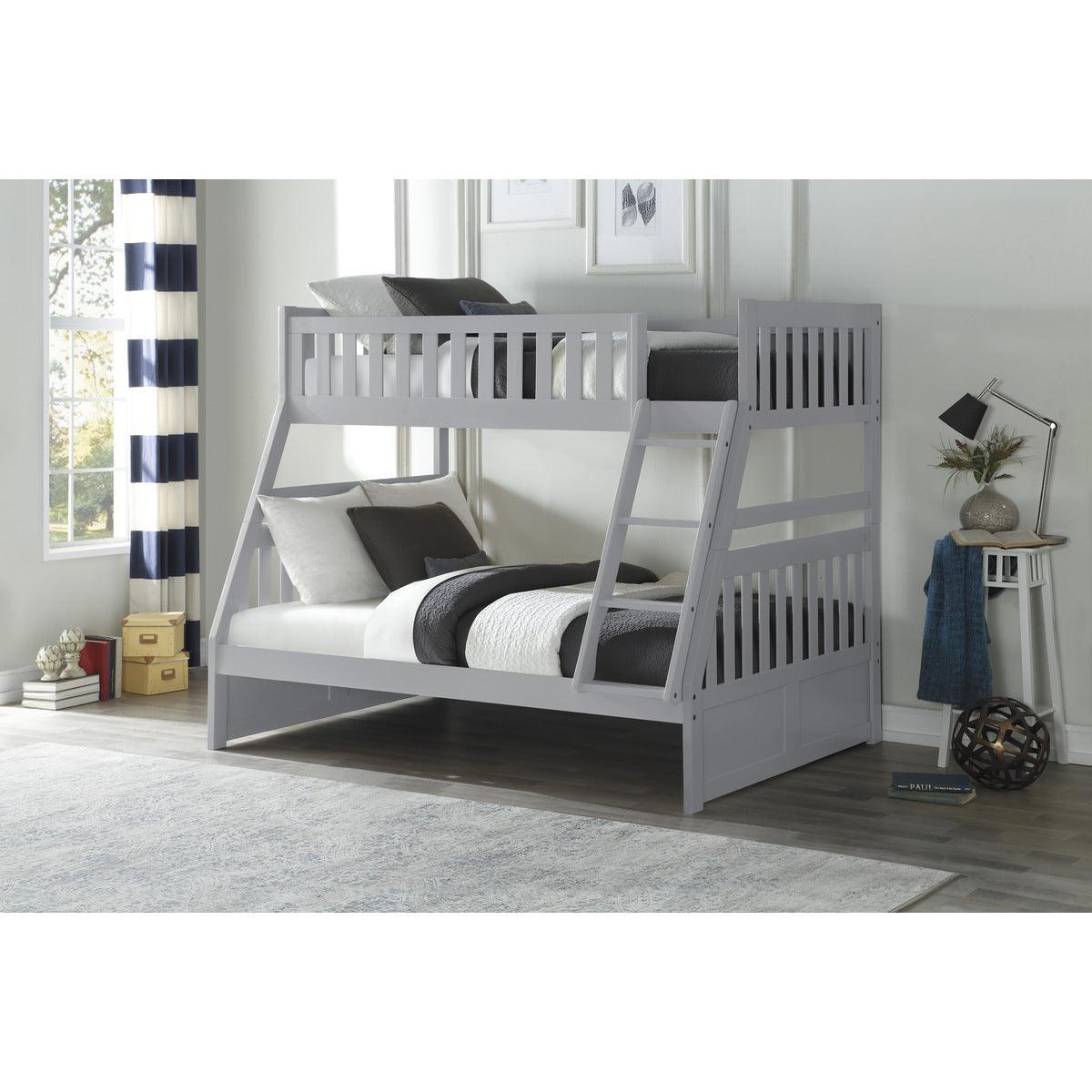 Orion Gray twin over full bunk bed angled view
