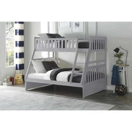 Orion Gray twin over full bunk bed angled view