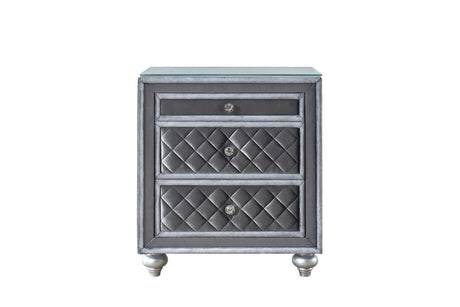 Cameo Nightstand matching dresser, gray velvet upholstery