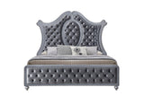 Main view of Cameo Gray Velvet Upholstered Tufted Panel Bedroom Set bed