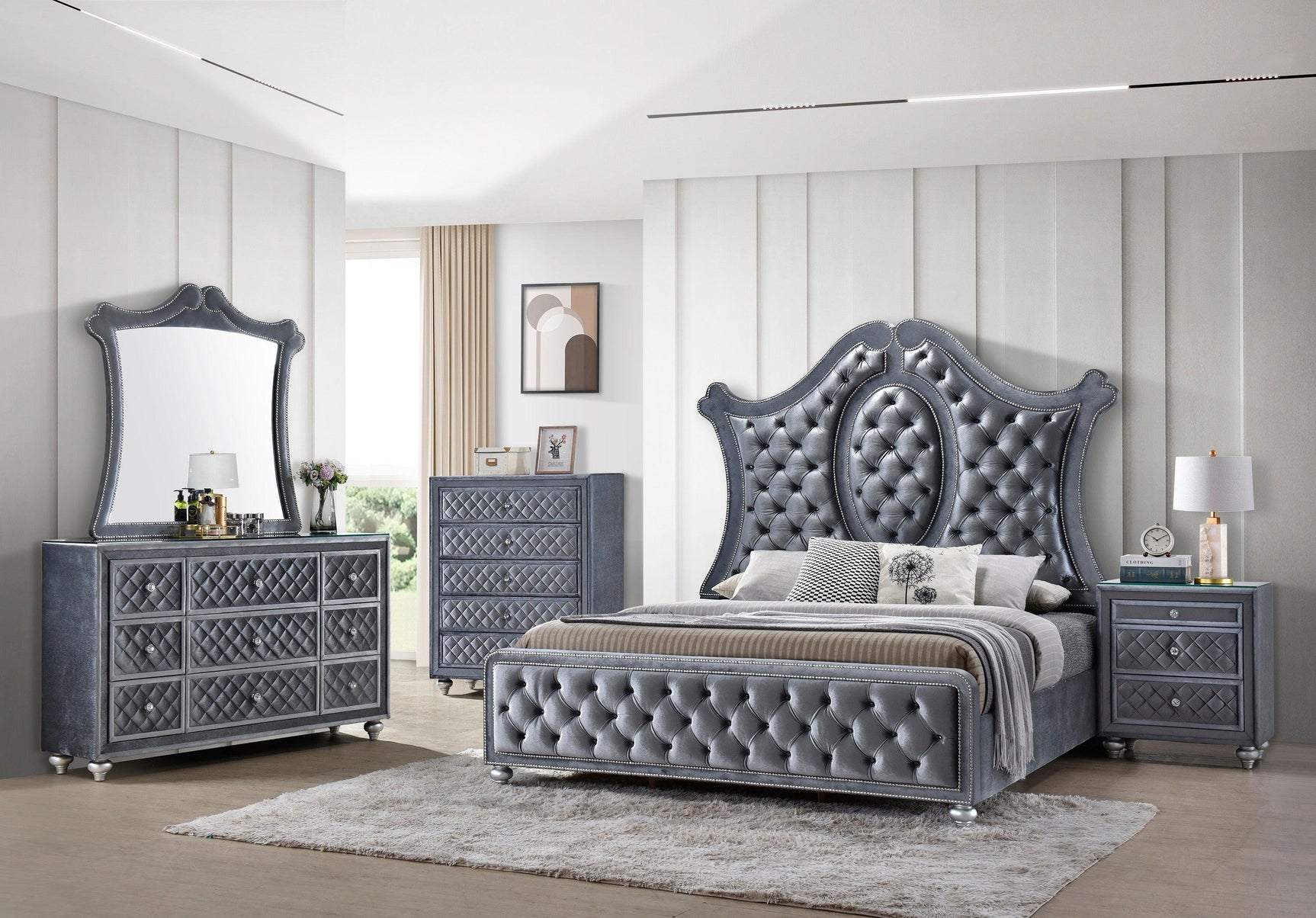 Cameo Chest angled view showing wood veneer edges and faux leather