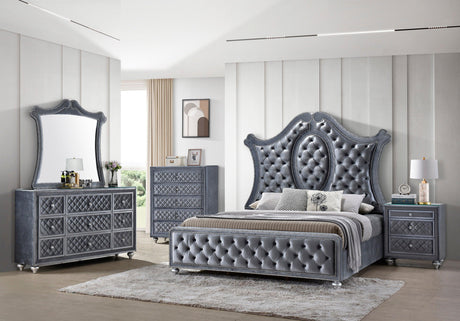 Cameo Chest angled view showing wood veneer edges and faux leather
