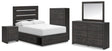 Hollivern Dark Gray Panel Bedroom Set — 4-Drawer Under-Bed Storage — Full / 5: Bed, Dresser, Mirror, Nightstand, Chest