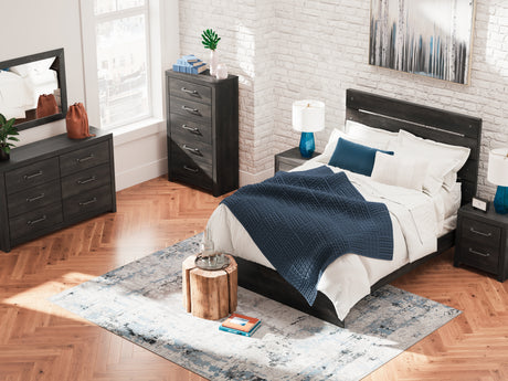 Lifestyle setting of Hollivern Dark Gray Queen Bed