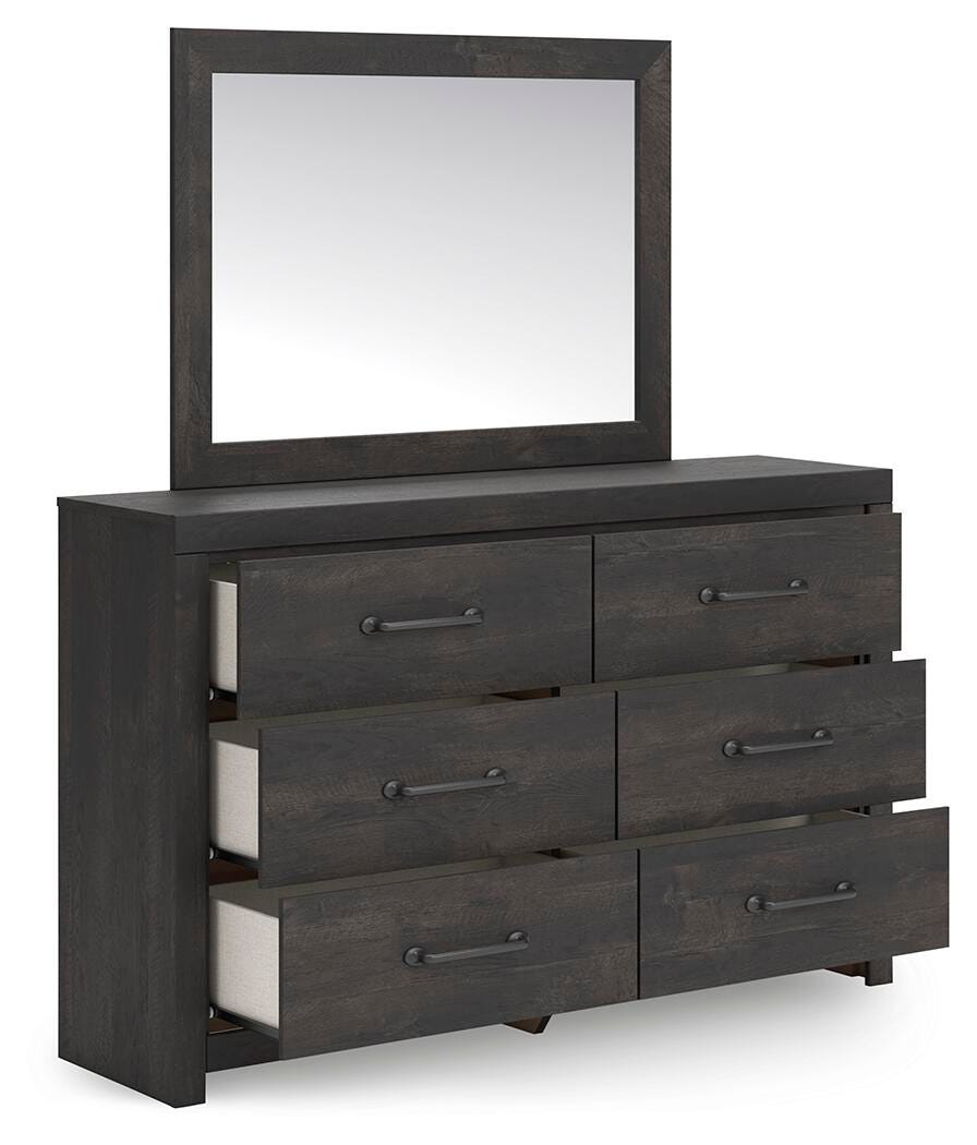 Hollivern Dark Gray Panel Storage Bedroom Set 2 angled view