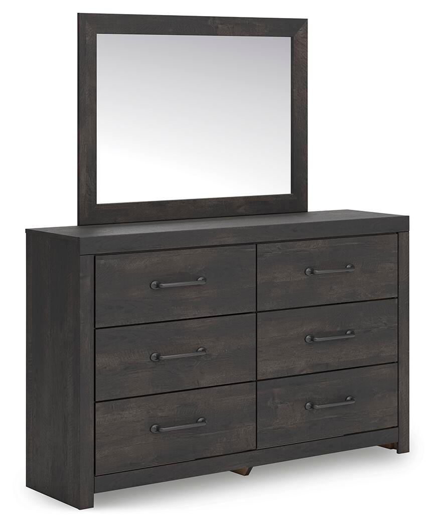 Hollivern Dark Gray Panel Bedroom Set angled view