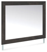 Hollivern bedroom mirror dark gray rustic finish angled side view