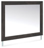 Hollivern bedroom mirror dark gray rustic finish angled side view
