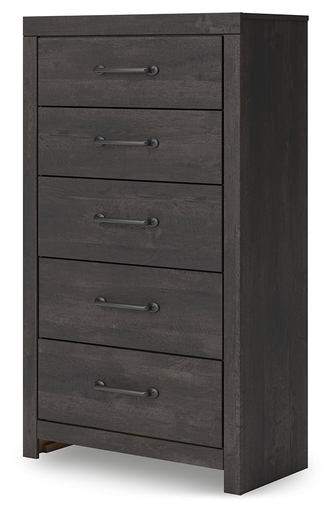 Hollivern chest of drawers angled view with drawers closed