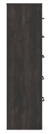 Side view of Hollivern chest of drawers
