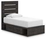 Hollivern bed side view showing storage drawers