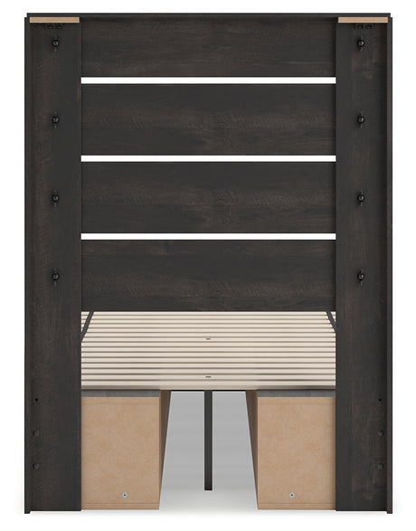 Hollivern bed showing footboard and storage layout