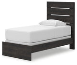 Hollivern Dark Gray Twin Bed footboard detail