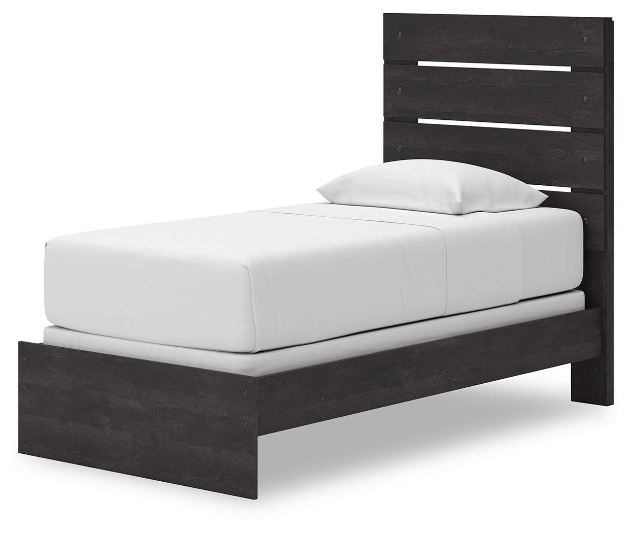 Hollivern Dark Gray Twin Bed footboard detail