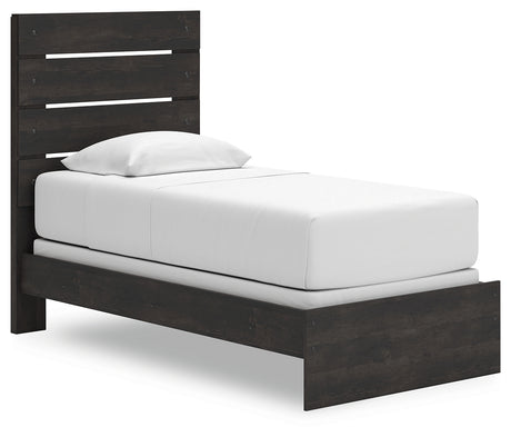 Hollivern Dark Gray Twin Panel Bed side view