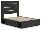 Hollivern Dark Gray Panel Storage Bedroom Set 2 angled view