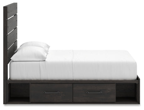 Full view of bed with rustic charcoal finish