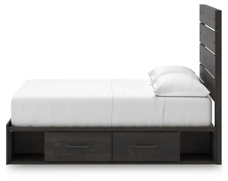 Detail of decorative laminate grain on Hollivern bed