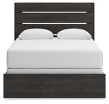 Side view of Hollivern Dark Gray Queen Panel Bed