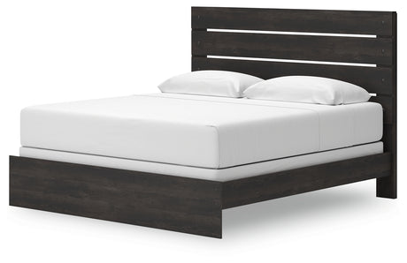 Hollivern Dark Gray King Panel Bed - side profile