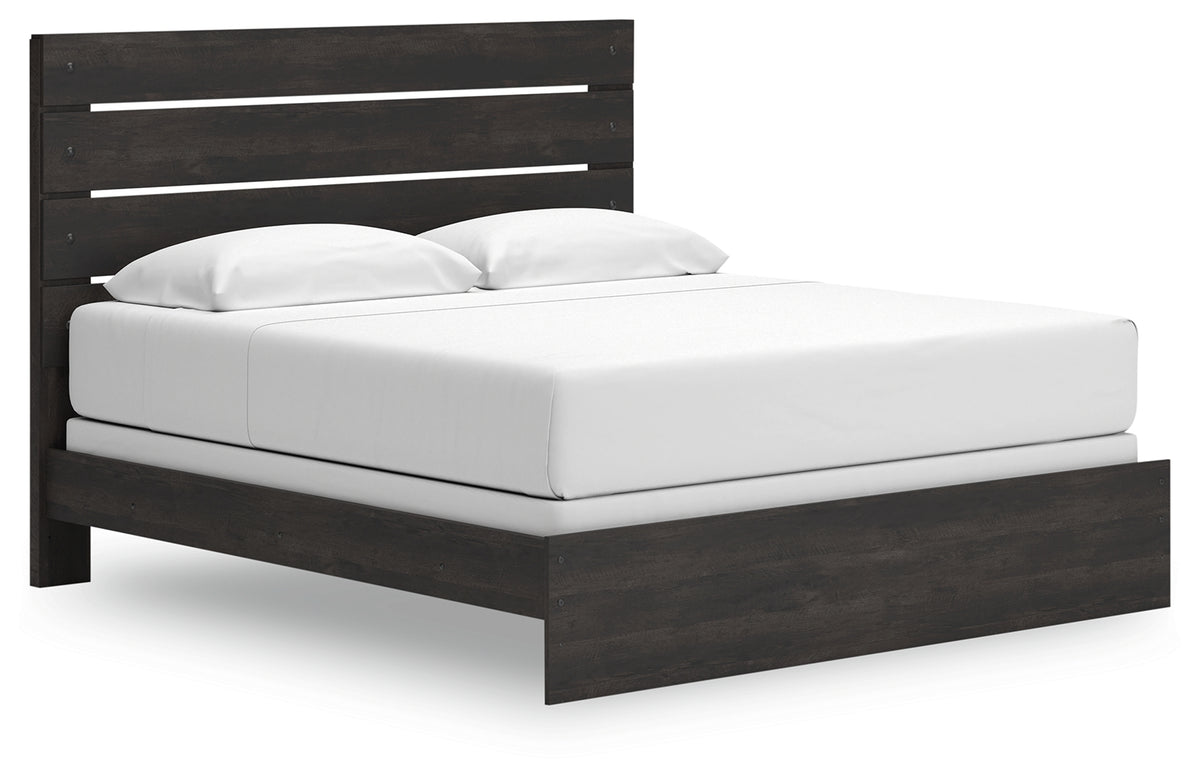 Hollivern Dark Gray King Panel Bed - headboard close-up