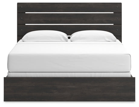 Hollivern Dark Gray King Panel Bed - back view