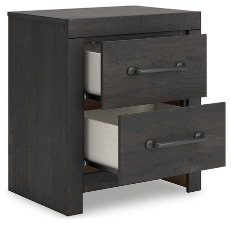 Hollivern Dark Gray Panel Storage Bedroom Set 2 angled view