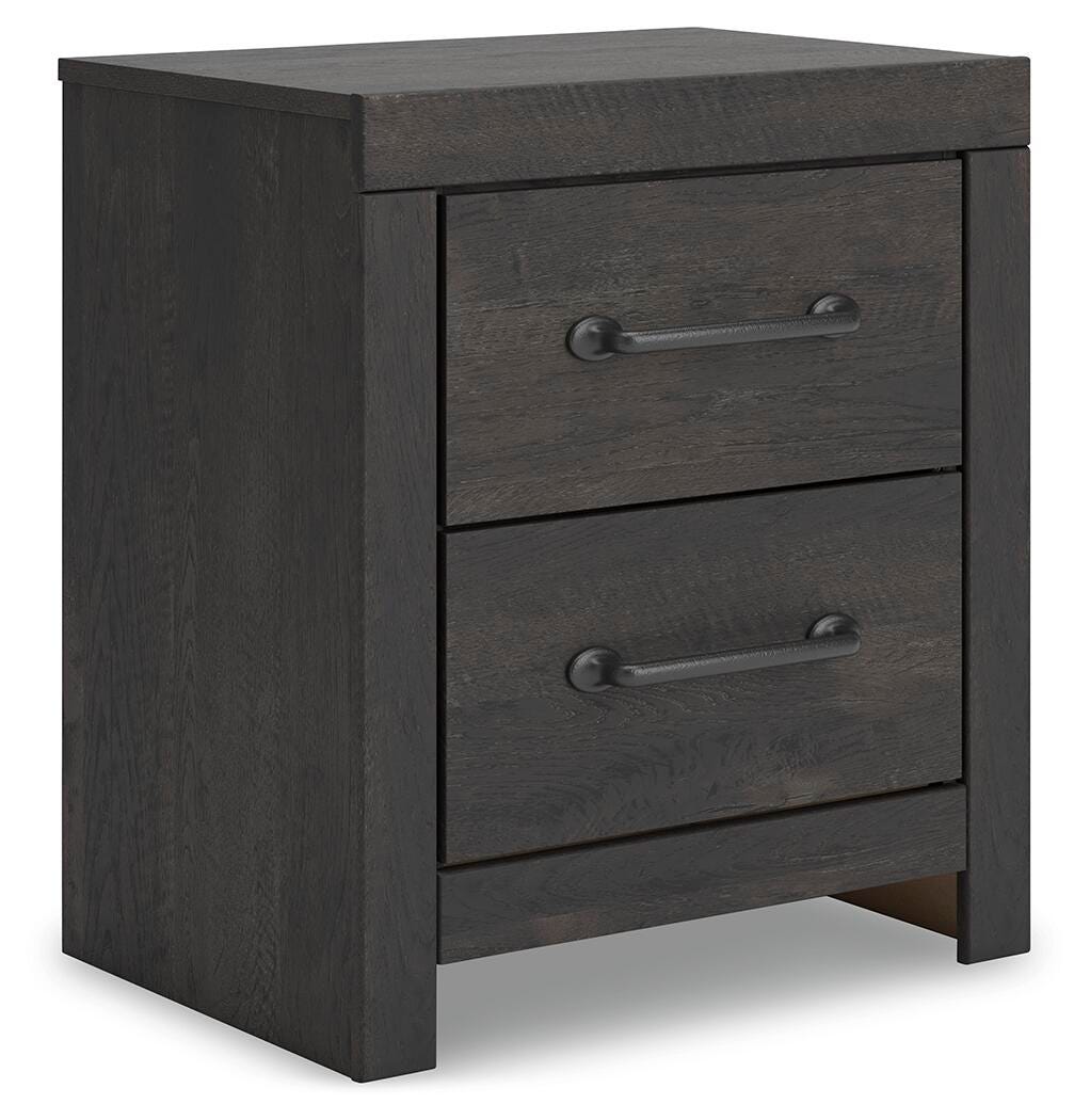 Hollivern Dark Gray Panel Storage Bedroom Set 2 angled view