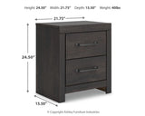 Hollivern Dark Gray Panel Bedroom Set dimension view