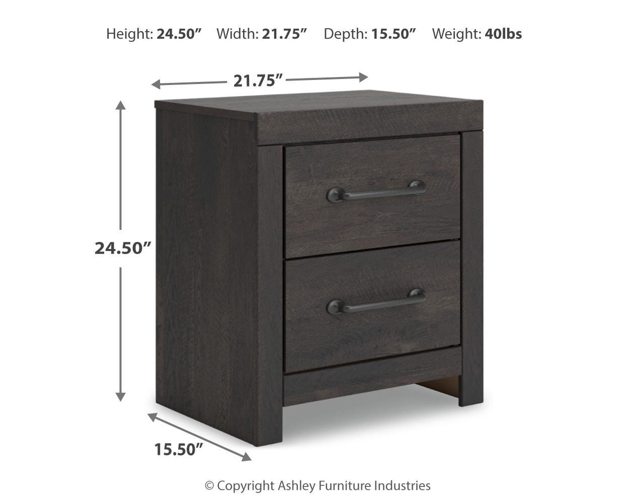 Hollivern Dark Gray Panel Bedroom Set dimension view